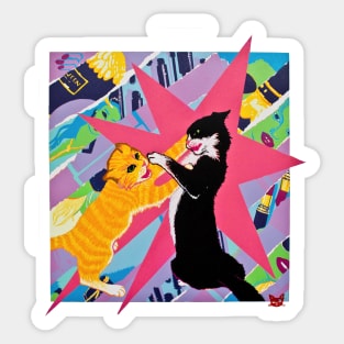 Fighting Cats Sticker